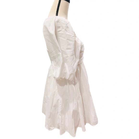 Abercrombie & Fitch Emerson Ruched Puff Sleeve Mini Dress White XSP - Picture 6 of 10